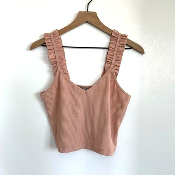 NWT ASOS Ribbed Crop Tank With Ruffle Straps Size 6 - Picture 5 of 5